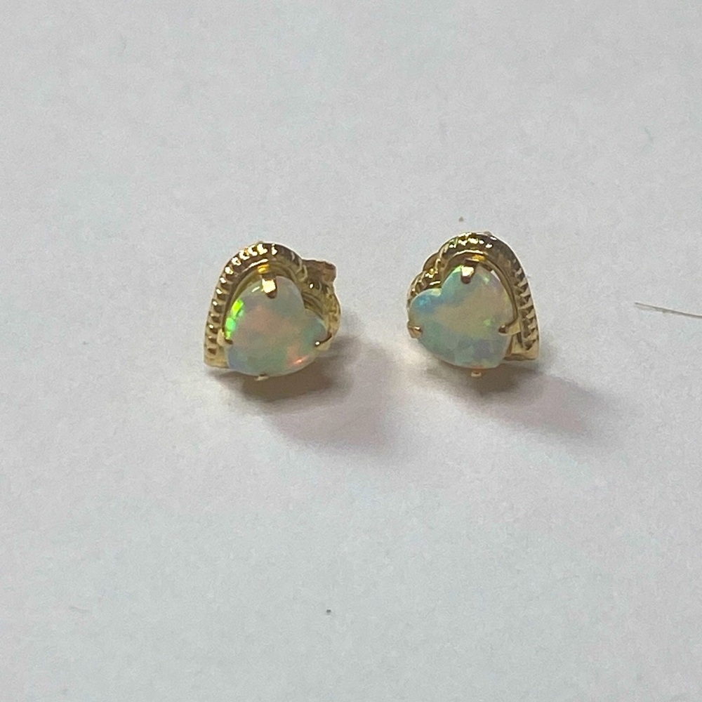 Girl’s Heart-shaped Opal Stone Stud Earrings